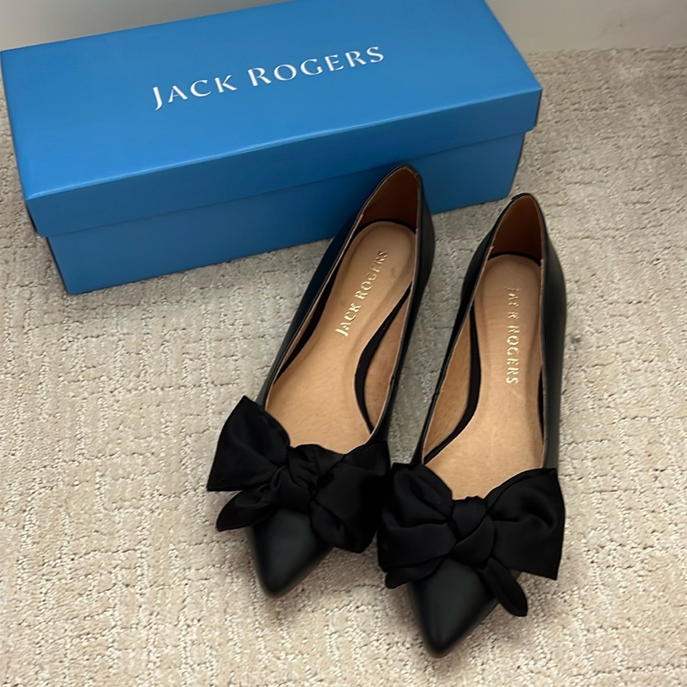 Jack Rogers Black Ballet Bow Flats US8.5